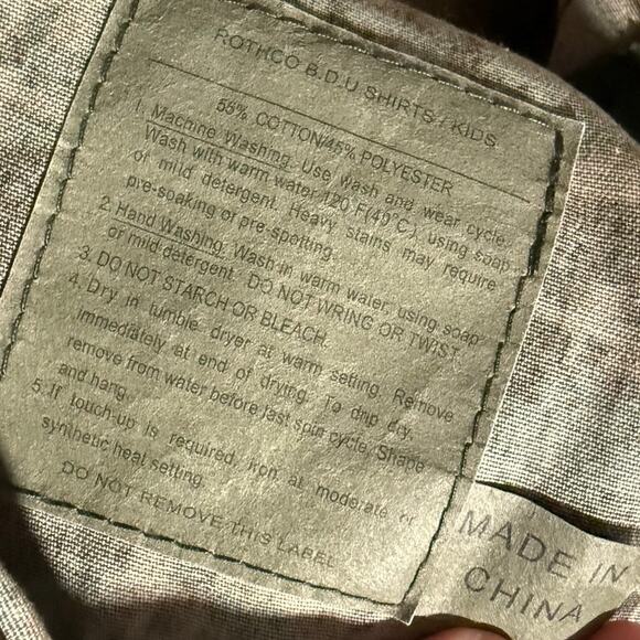 Rothco BDU Shirt Camo Military Jacket Kids Unisex Large 1128-0-654 Green Brown - Picture 2 of 7